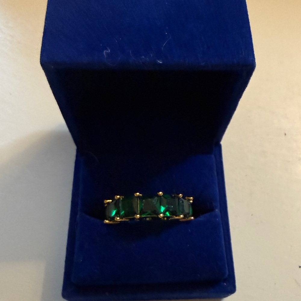 Kurt Geiger Gold-Toned Ring with Emerald Green Stones - Picture 5 of 8